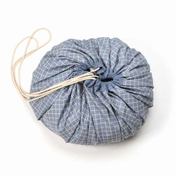 Sac de jeux  coton 100% organique pour Enfant Organic Grid Bleu, Play & Go