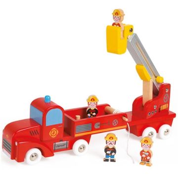 Camion Pompier géant Jouet bois Garçon et Fille Janod