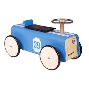 Porteur Voiture Course Bleue, Cadeau Anniversaire Enfant 2 ans, Nouveauté Janod, Livraison Gratuite