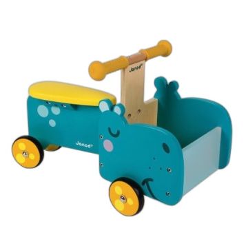 Joli Porteur Hippo de Janod, en Bois, Cadeau Bébé 1 an, Livraison Gratuite ! Boutique en ligne Suisse