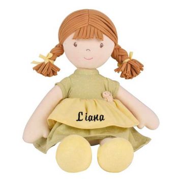 Grande Poupée souple Honey de Tikiri 38 cm, cadeau à personnaliser avec prénom en broderie