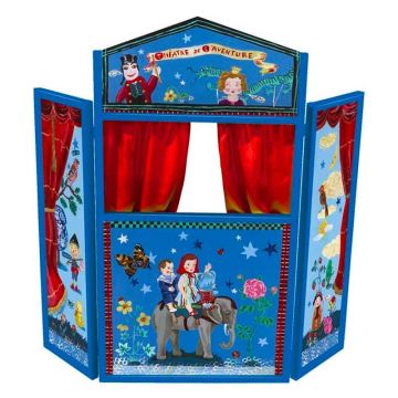Théâtre de marionnettes bleu pliable, Vilac, Idée Cadeau Noel dès 3 ans