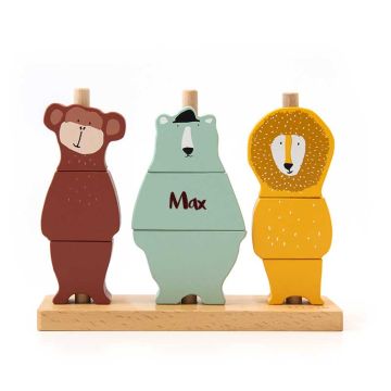 Puzzle animaux Trixie Baby à empiler Jouet en bois à personnaliser avec prénom