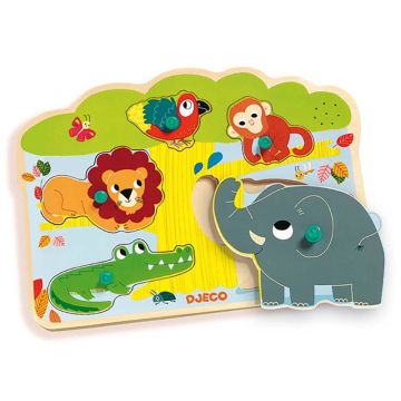 Puzzle Sonore avec bruits animaux jungle Baobab Djeco
