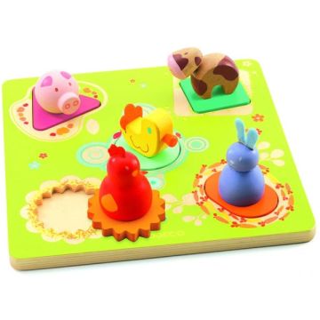 Puzzle en bois Bildi, Canard & Amis dès 1 an, Djeco