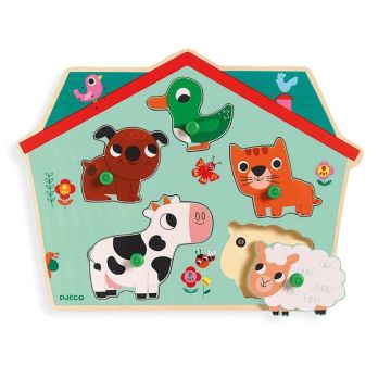 Puzzle sonore Djeco avec bruits animaux de la ferme Djeco