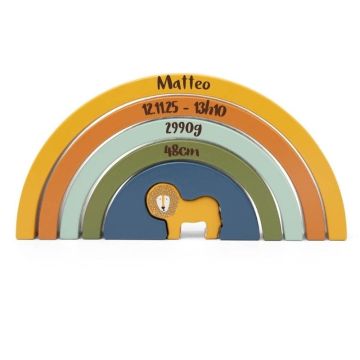 Arc-en-ciel en bois personnalisable Lion – cadeau de naissance unique