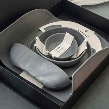 Set repas Eeveve Bébé & Enfant, 100% Silicone alimentaire, Sans BPA ni phtalates, gris graphite