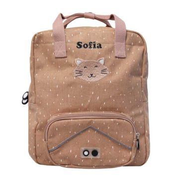 Sac à dos grand format Chat de Trixie Baby, à personnaliser avec prénom enfant dès 4 ans