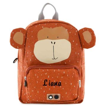 Sac à dos Trixie, Cadeau personnalisé avec prénom broderie, dès 3 ans, Singe
