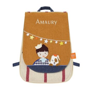 Sac à dos chien L'Oiseau Bateau, à personnaliser avec prénom enfant