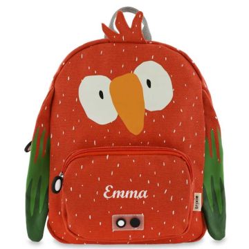 Sac à dos Trixie enfant dès 3 ans, Cadeau personnalisé avec prénom broderie, perroquet