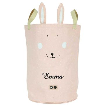 Sac Rangement Jouets pour enfant, à personnaliser avec prénom, Trixie Baby, Lapin rose