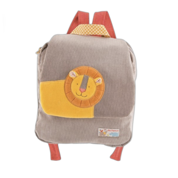 Sac à dos Lion, avec prénom de Bébé, Les Papoums, Collection Moulin Roty