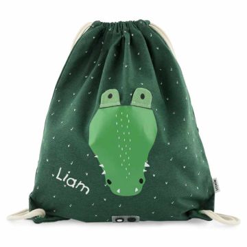 Sac de gym pour enfant, sac à cordons Crocodile Trixie Baby, à personnaliser avec prénom enfant