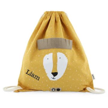 Sac de gym lion pour enfant, sac à cordons Trixie Baby, à personnaliser avec prénom enfant