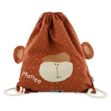 Sac de gym Singe, sac à cordons Trixie Baby, à personnaliser avec prénom enfant