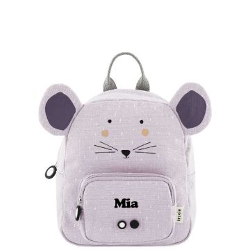 Sac à dos maternelle Souris small Trixie Baby, Cadeau personnalisé avec prénom ou initiales en broderie, dès 2 ans