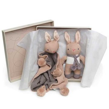 Set cadeau Naissance Threadbear lapin et doudou personnalisé taupe