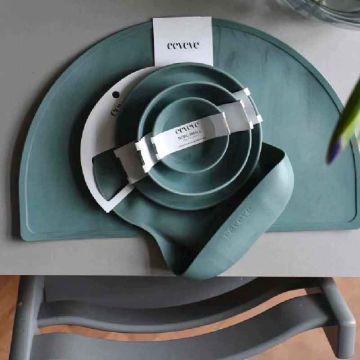 Set repas Eeveve Bébé & Enfant, 100% Silicone alimentaire, Sans BPA ni phtalates, vert
