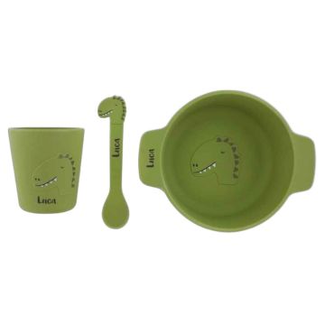 Coffret repas bébé personnalisé en silicone, Dino de Trixie Baby