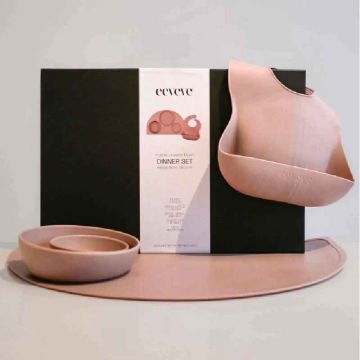 Set repas Eeveve Bébé & Enfant, 100% Silicone alimentaire, Sans BPA ni phtalates, rose