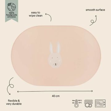 Set de table lapin rose, en silicone antidérapant, Trixie Baby