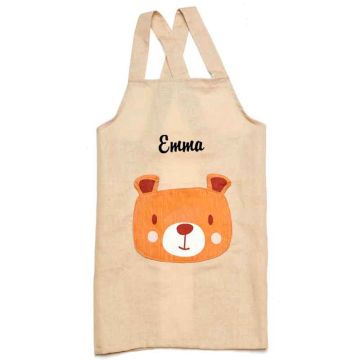 Tablier Enfant à personnaliser dès 3 ans, Thread Bear, 100% lin avec bretelles réglables, Ours