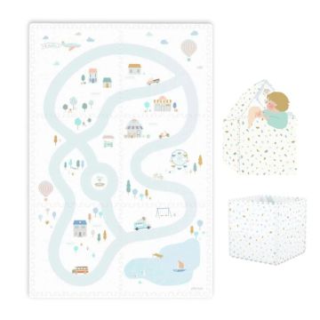 Tapis Puzzle Village 3-en-1 Play & Go Tiloo – Jeu Imaginaire & Rangement