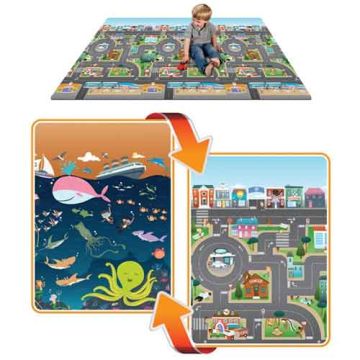 Mega tapis de jeu pour enfant recto verso  100% NON toxique (ville-océan) Prince Lionheart