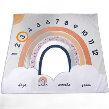 Couverture mensuelle bébé, Tapis Milestone pour photos étapes de bébé, à personnaliser avec prénom enfant, Arc-en-ciel