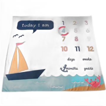 Couverture mensuelle bébé, Tapis Milestone pour photos étapes de bébé, à personnaliser avec prénom enfant, Petit Marin