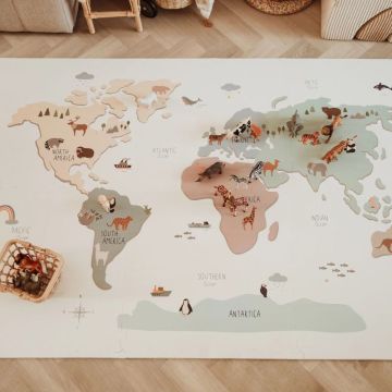 Tapis Puzzle Carte du Monde 3-en-1 Play & Go Tiloo – Éveil & Rangement