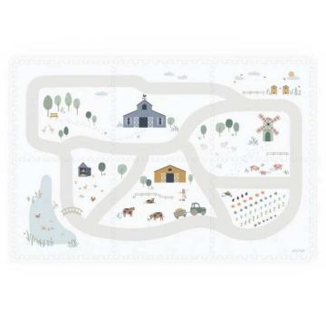 Tapis de Jeu Ferme, tapis puzzle réversible et modulable en cabane, Play & Go