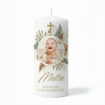 Bougie personnalisée avec photo et prénom bébé