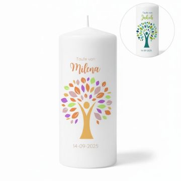 Bougie de baptême personnalisée Arbre de Vie avec prénom et date