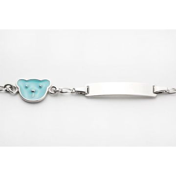 Gourmette enfant Teddy bleu, à graver avec prénom de bébé