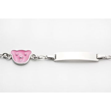 Gourmette enfant Teddy rose, à graver avec prénom de bébé