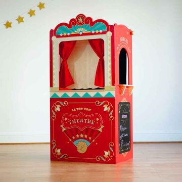 Théâtre de marionnettes en bois durable, Le Toy Van, Rouge, Livraison Gratuite