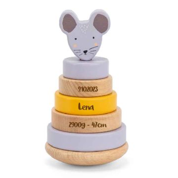 Tour à Empiler Souris Trixie Baby , Cadeau Jouet Bois personnalisé