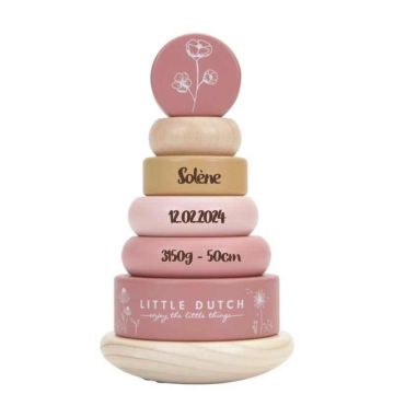 Tour à anneaux à empiler Little Dutch, Bois FSC, Idée Cadeau Naissance Bébé Fille