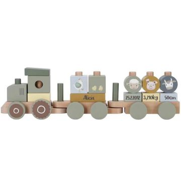Train en bois personnalisé, Cadeau Naissance Bébé et Premier Anniversaire, Little Dutch, vert