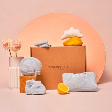 Trousseau Naissance Bébé Garçon Berlingotte, Cadeau Tricot, Coffret Hortense bleu