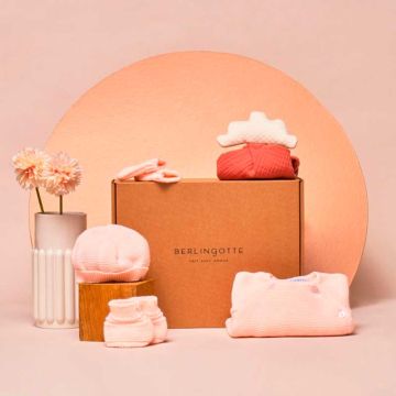 Trousseau Naissance Bébé Fille Berlingotte, Cadeau Tricot, Coffret Hortense rose