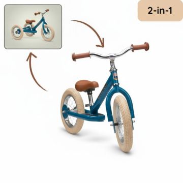Draisienne Trybike Metal Bleu Garçon ou Fille Vintage, Vélo 12 pouces sans pédale