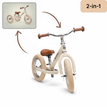 Draisienne Trybike Vintage en acier, vélo crème mat 2 roues 12 pouces, Livraison Gratuite