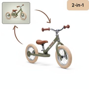 Draisienne Trybike Vintage en acier, vélo sans pédales 12 pouces vert, Livraison Gratuite, Boutique Suisse