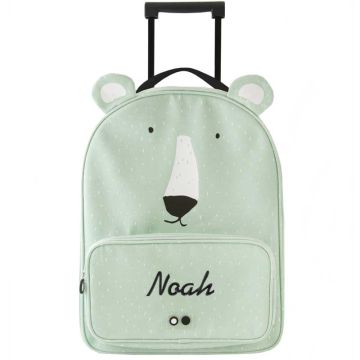 Valise Enfant Trixie, Cadeau personnalisé avec prénom enfant broderie, dès 3 ans, Ours Polaire, Livraison Gratuite