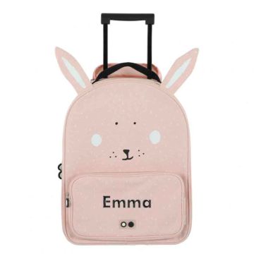 Valise Enfant Trixie, Cadeau personnalisé avec prénom enfant broderie, dès 3 ans, Lapin rose, Livraison Gratuite