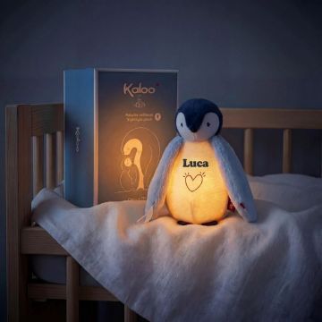 Veilleuse bébé Kaloo, manchot bleu à personnaliser avec prénom bébé garçon